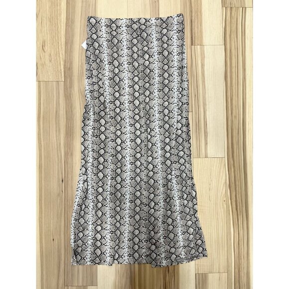 Forever 21 NWT Tan Reptile Print Hi-Lo Midi Skirt Pull-On Stretch L - Picture 3 of 3